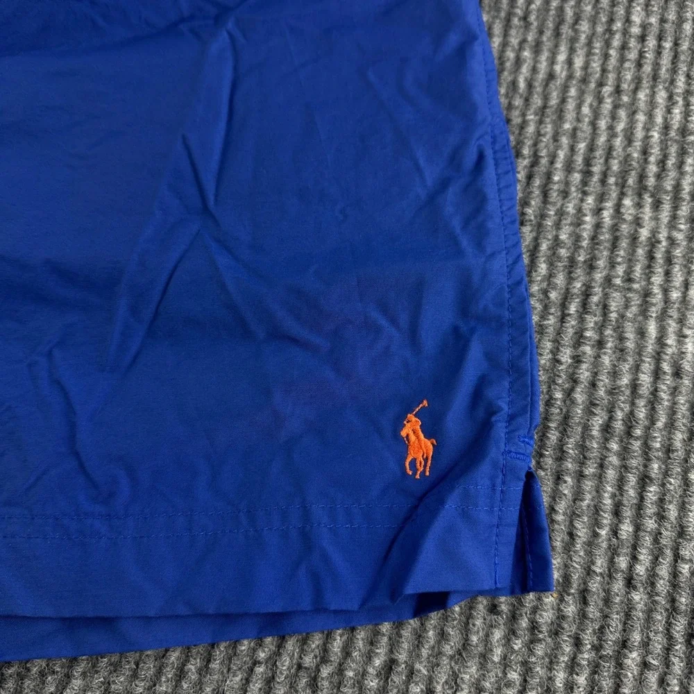 Polo Sport Ralph Lauren Mens Blue Swim Trunks Orange Pony Logo XXL RN 41381
